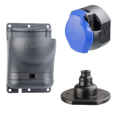 Steckdose kpl. mit Steckdosenhalter u. Schlauchschellen