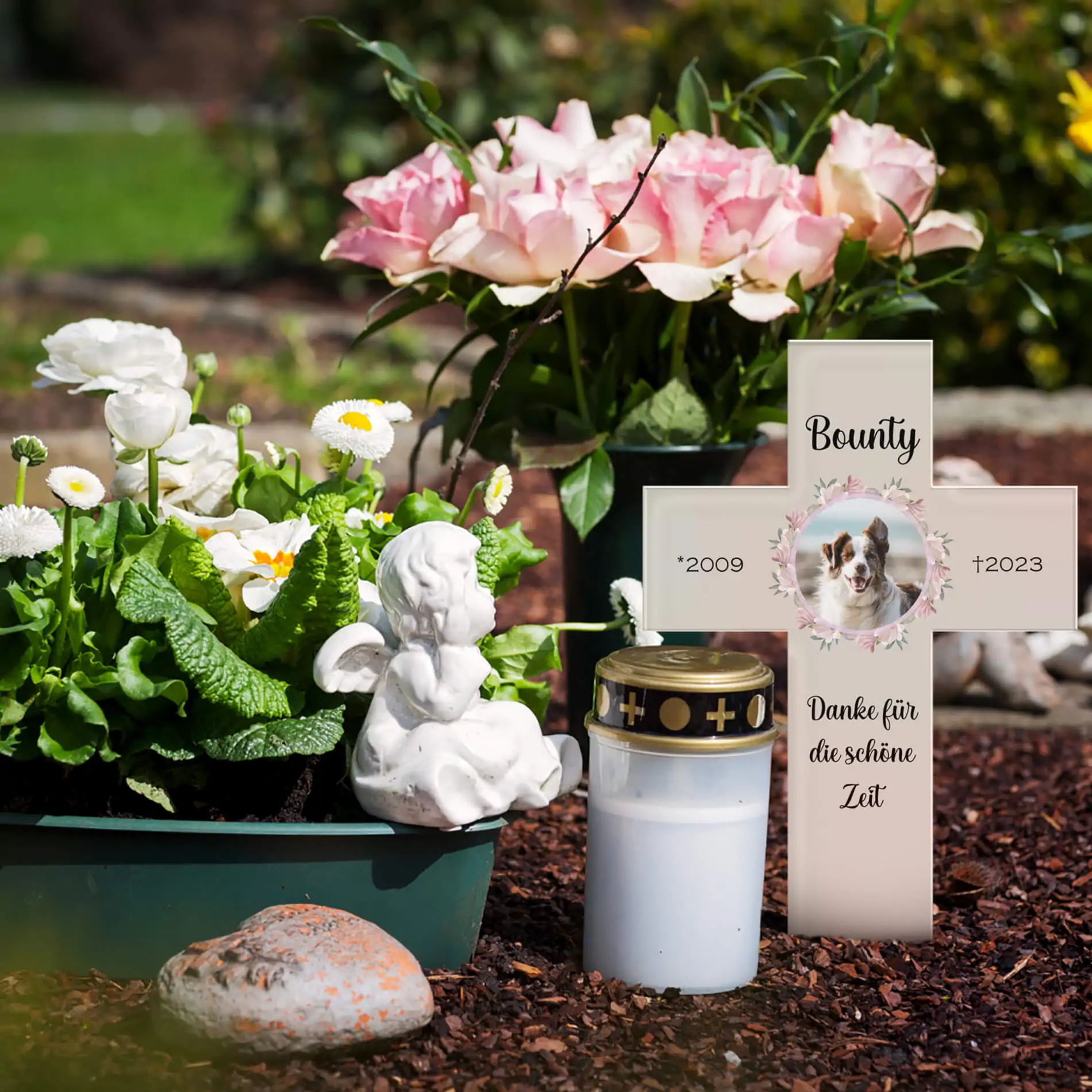 Grabkreuz für Tiere aus Acrylglas mit eigenem Foto und Kreuz Motiv – Bild 8