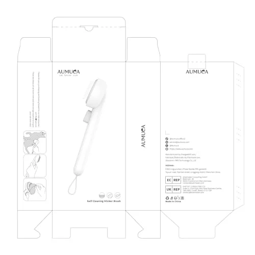 Selbstreinigende Katzenbürste aumuca – Für Kurz- und Langhaar, entfernt loses Fell und Schmutz, mit Ein-Klick-Reinigung – Bild 9