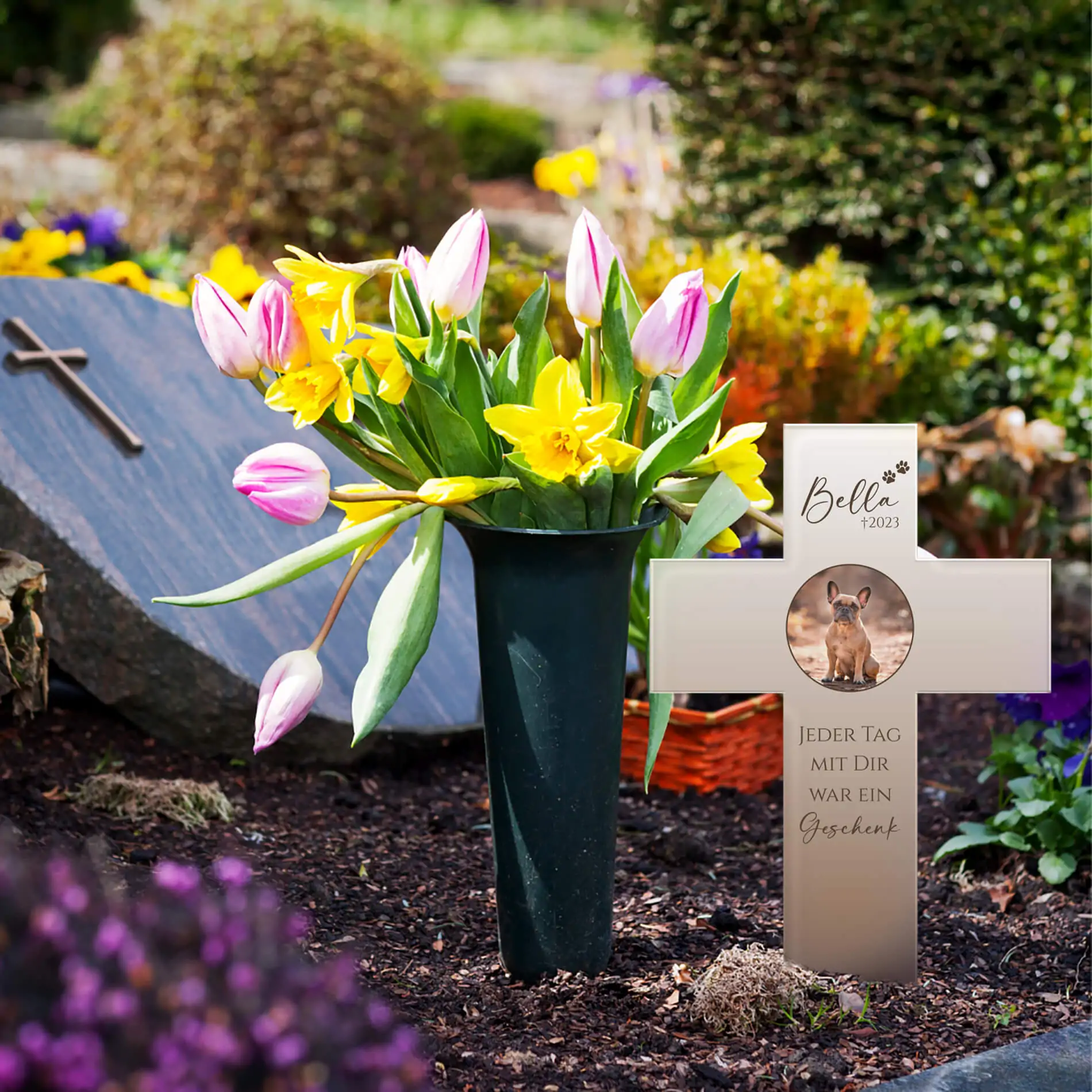 Grabkreuz für Tiere aus Acrylglas mit eigenem Foto und Kreuz Motiv – Bild 2