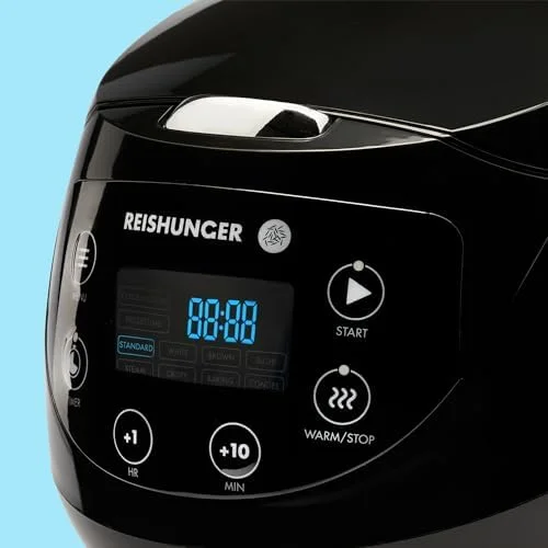 REISHUNGER Digitaler Mini-Reiskocher, 0,6L – Warmhaltefunktion & Timer – 8 Programme – Premium Topf & Dampfgarer – Bild 8