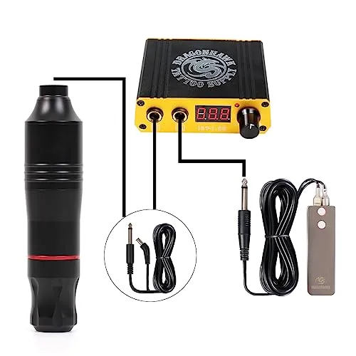 Dragonhawk Tattoo Kit Cartridge Tattoo Machine Kit Pen Rotary Tattoo Machine Set 20 Cartridges Tattoo Needles Tattoo Pedal Power Supply for Tattoo Artists – Bild 5