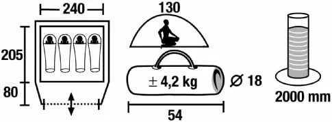 High Peak Kuppelzelt Nevada 4, Campingzelt mit Vorbau, Iglu-Zelt für 4 Personen, doppelwandig, 2.000 mm wasserdicht, Ventilationssystem, Wetterschutz-Eingang, Moskitoschutz – Bild 3