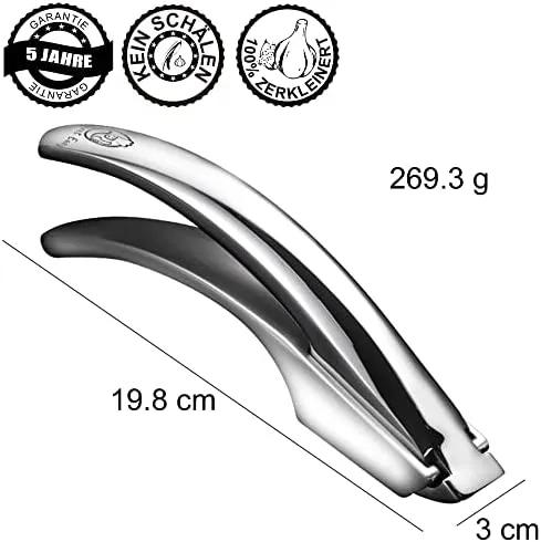 Gourmet Easy, Knoblauchpresse Edelstahl für Knoblauch & Ingwer & Set mit 2 Aufsätzen – Bild 6