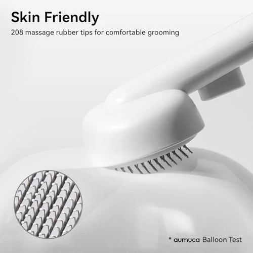 Selbstreinigende Katzenbürste aumuca – Für Kurz- und Langhaar, entfernt loses Fell und Schmutz, mit Ein-Klick-Reinigung – Bild 3