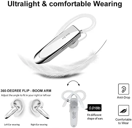 New Bee Bluetooth Headset Wireless Freisprech Telefon Bluetooth-Headset mit Mikrofon für iPhone Samsung Huawei mit 60 Tage Standby – Bild 4
