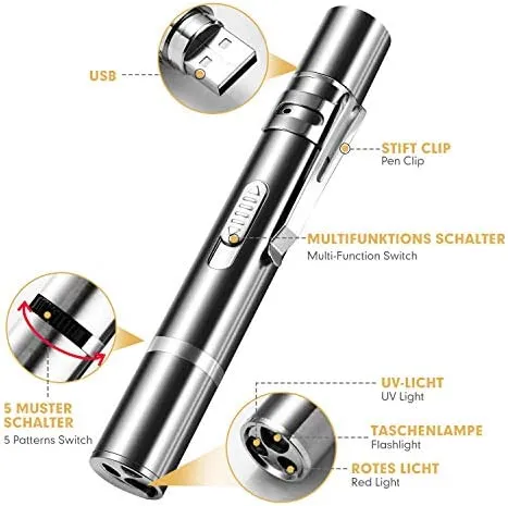 Toozey LED Pointer Katzen Hund Spielzeug Haustier LED Light Licht Pointer mit USB Wiederaufladbar, Bonus Zwei kleine Mäuse Spielzeug – Bild 4