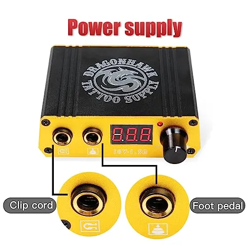 Dragonhawk Tattoo Kit Cartridge Tattoo Machine Kit Pen Rotary Tattoo Machine Set 20 Cartridges Tattoo Needles Tattoo Pedal Power Supply for Tattoo Artists – Bild 7