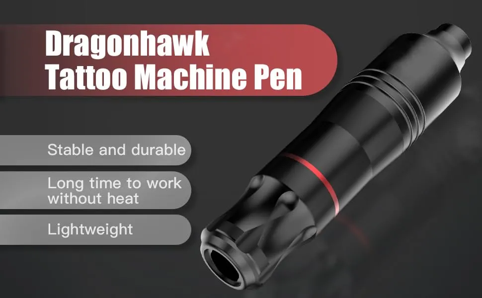Dragonhawk Tattoo Kit Cartridge Tattoo Machine Kit Pen Rotary Tattoo Machine Set 20 Cartridges Tattoo Needles Tattoo Pedal Power Supply for Tattoo Artists – Bild 2