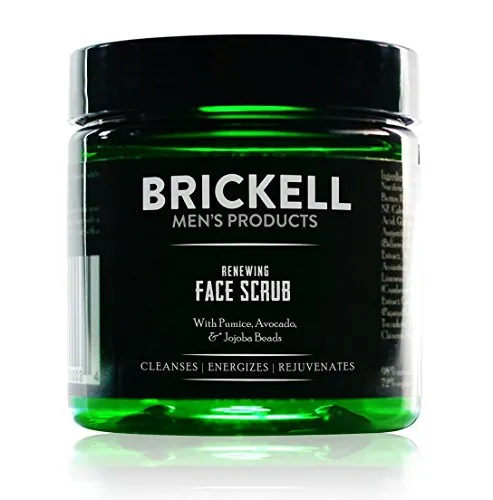 Brickell Men‘s Renewing Face Scrub – Natürliches und organisches Gesichtspeeling für Männer – Porentiefe Gesichtsreinigung mit Jojoba Perlen, Kaffee-Extrakt und Bimsstein
