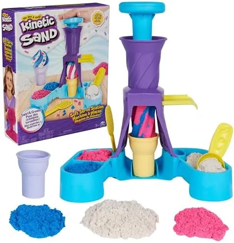 Kinetic Sand Softeis Station – Magischer Sand (396 g) & Zubehör für Kinder ab 3 Jahren