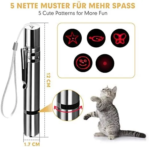 Toozey LED Pointer Katzen Hund Spielzeug Haustier LED Light Licht Pointer mit USB Wiederaufladbar, Bonus Zwei kleine Mäuse Spielzeug – Bild 3