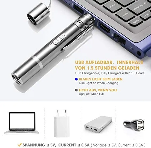 Toozey LED Pointer Katzen Hund Spielzeug Haustier LED Light Licht Pointer mit USB Wiederaufladbar, Bonus Zwei kleine Mäuse Spielzeug – Bild 5