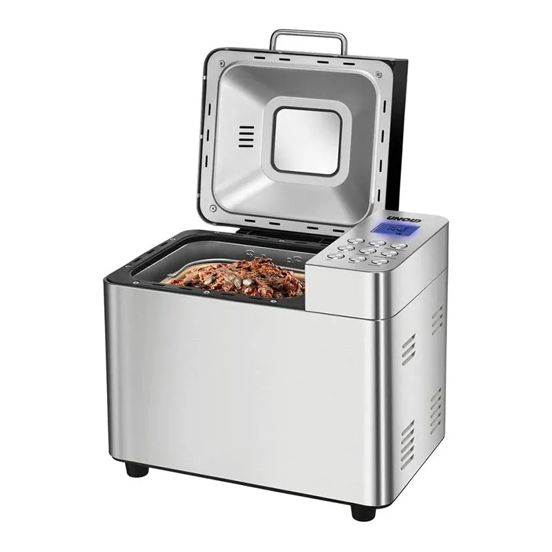 UNOLD Brotbackautomat Backmeister Edel, 550 W, 750-1000 g Brotgewicht, Keramik-Beschichtung, 68456, Silber, L 26,7 cm X B 36,9 cm X H 30,6 cm