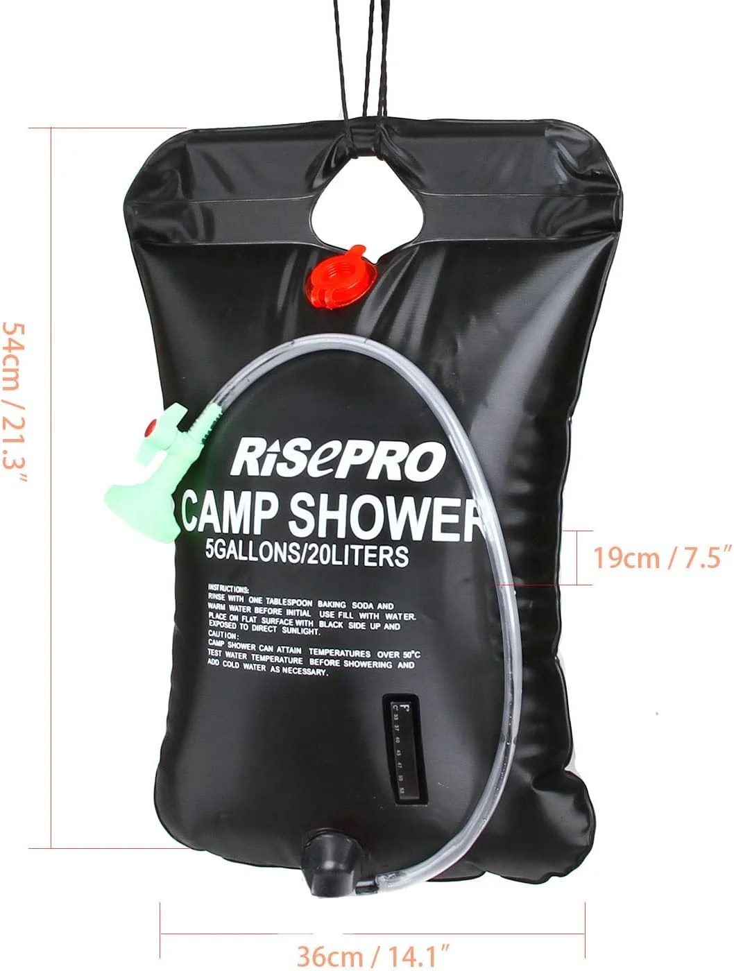 RISEPRO Solar-Dusche 20L – Camping-Duschtasche mit Temperaturanzeige, 45°C warmes Wasser – Bild 3
