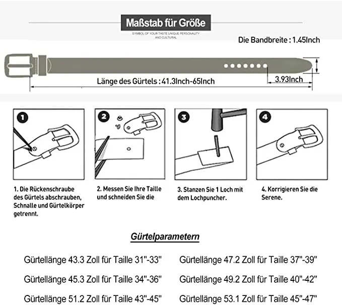 BISON DENIM Herren Ledergürtel – Retro & Business, mit Geschenkbox – Bild 6