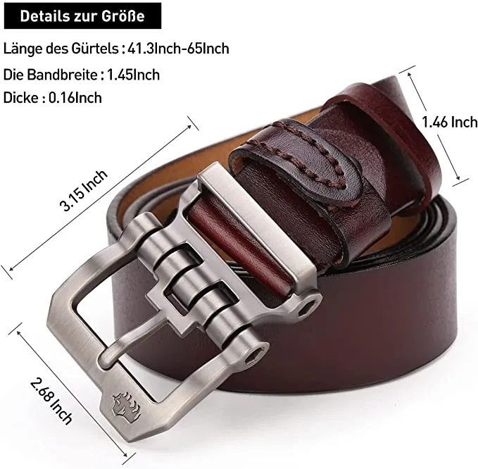 BISON DENIM Herren Ledergürtel – Retro & Business, mit Geschenkbox – Bild 4