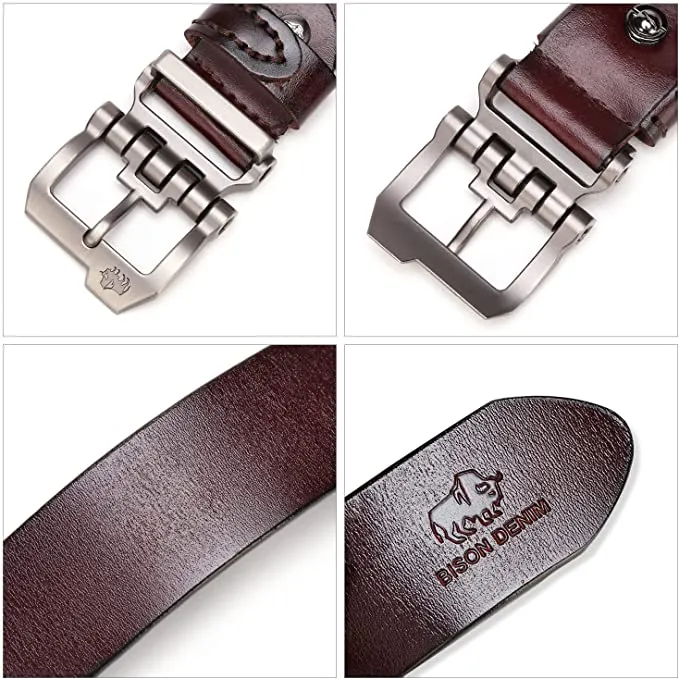BISON DENIM Herren Ledergürtel – Retro & Business, mit Geschenkbox – Bild 7