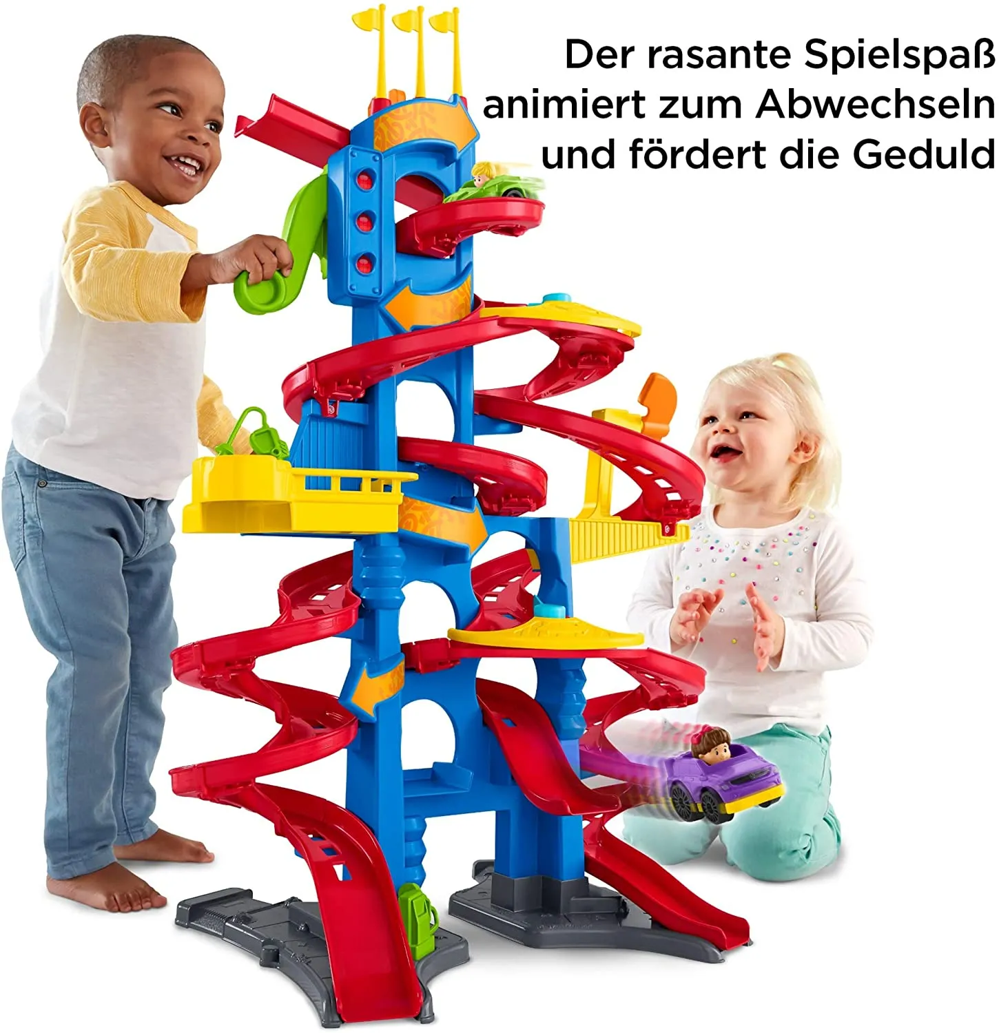 Fisher-Price FXK59 – Little People Hochhausrennbahn und Parkhaus für Kinder – Bild 9
