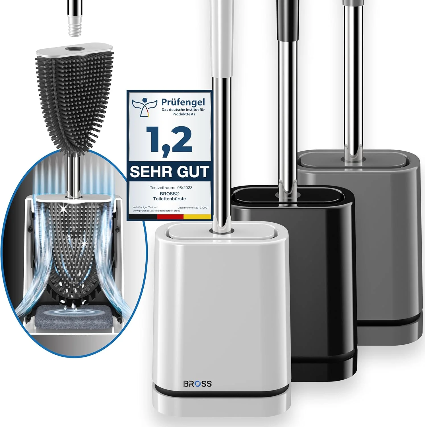 BROSS® Silikon-Klobürste – Antibakteriell & Wandmontage