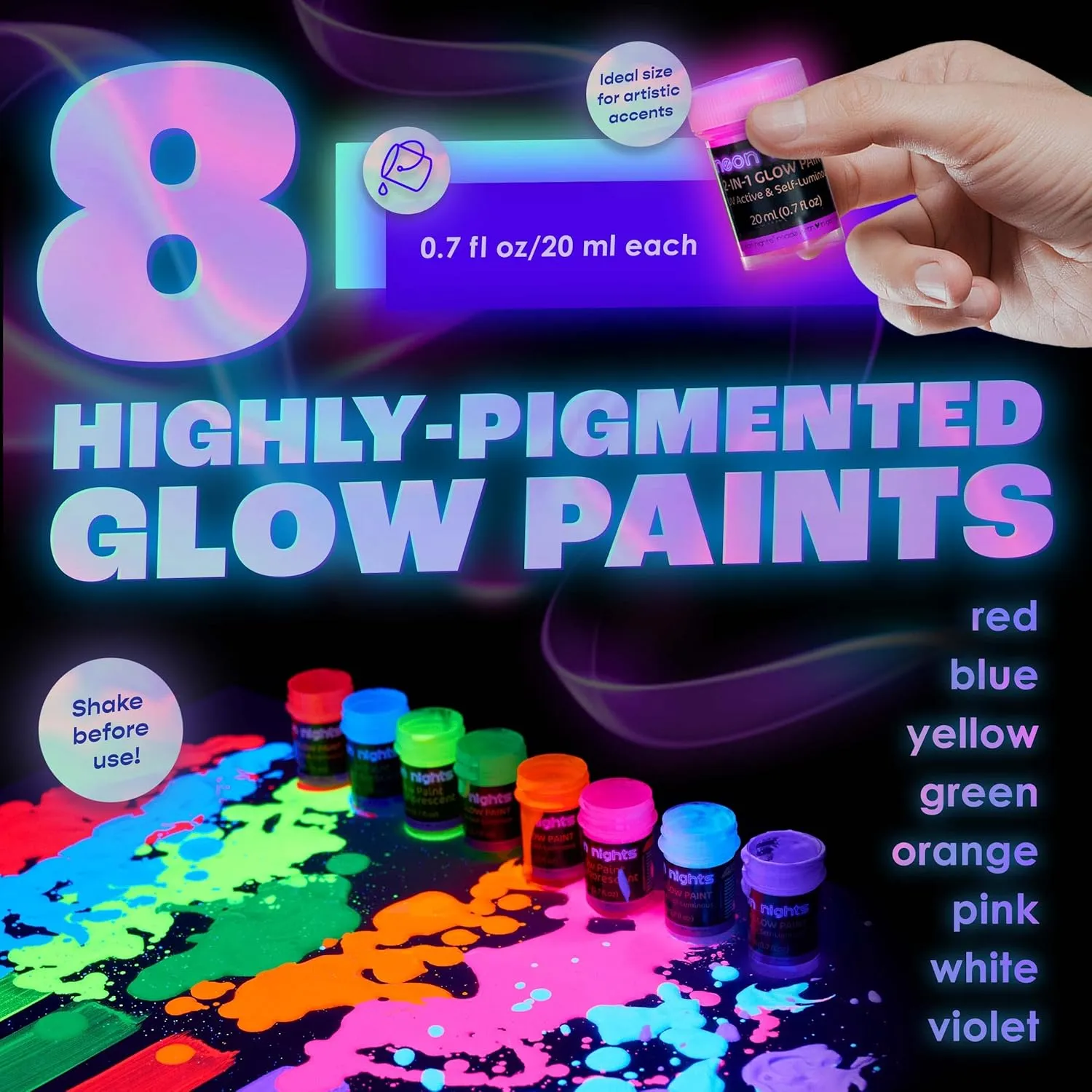 neon nights 2-IN-1 Nachleuchtende Glow Farben | Glow in The Dark Farbe – Bild 3