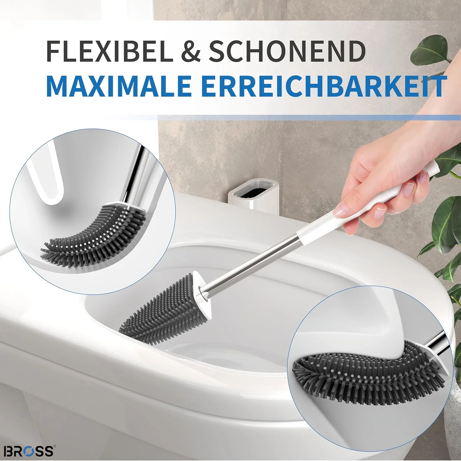 BROSS® Silikon-Klobürste – Antibakteriell & Wandmontage – Bild 5