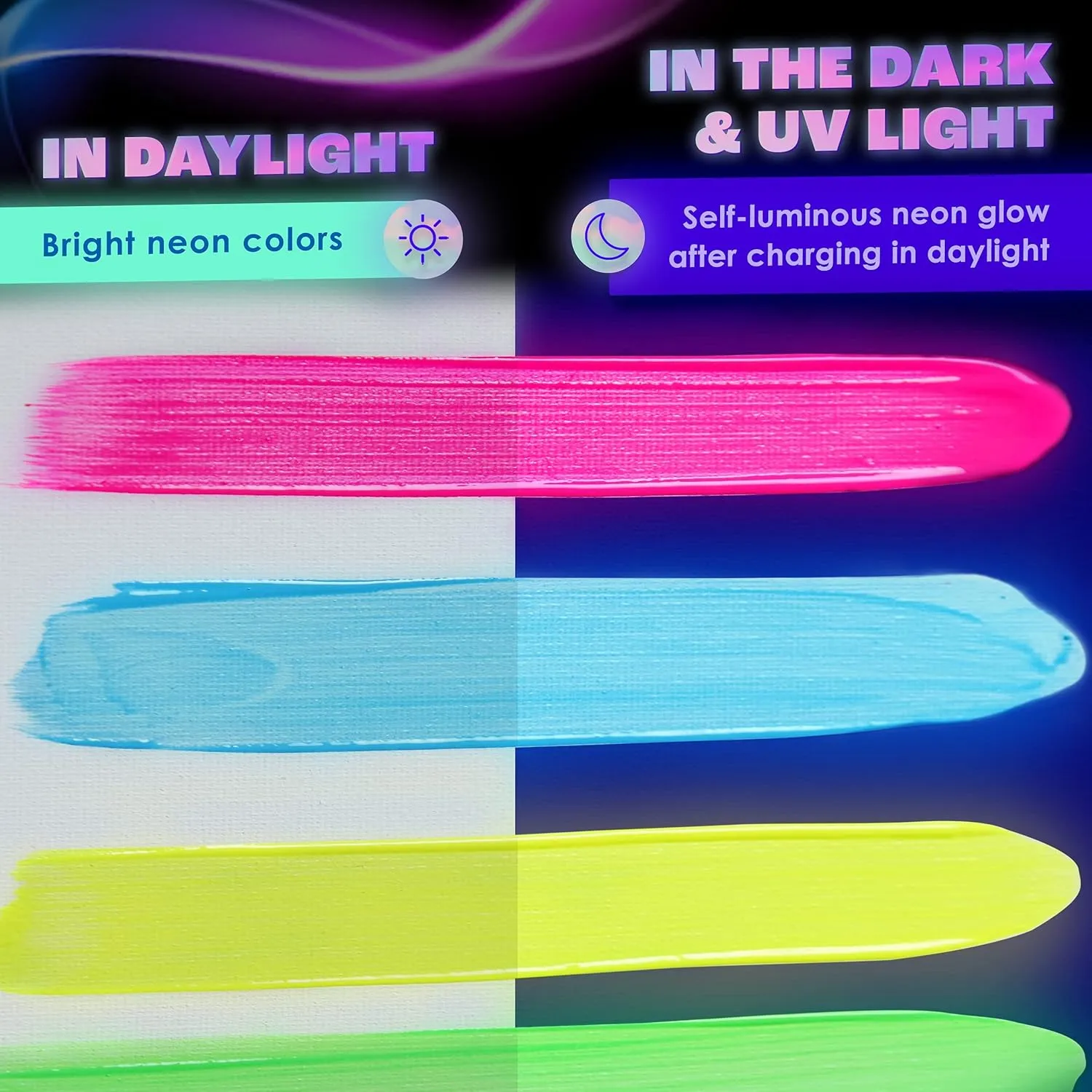 neon nights 2-IN-1 Nachleuchtende Glow Farben | Glow in The Dark Farbe – Bild 6