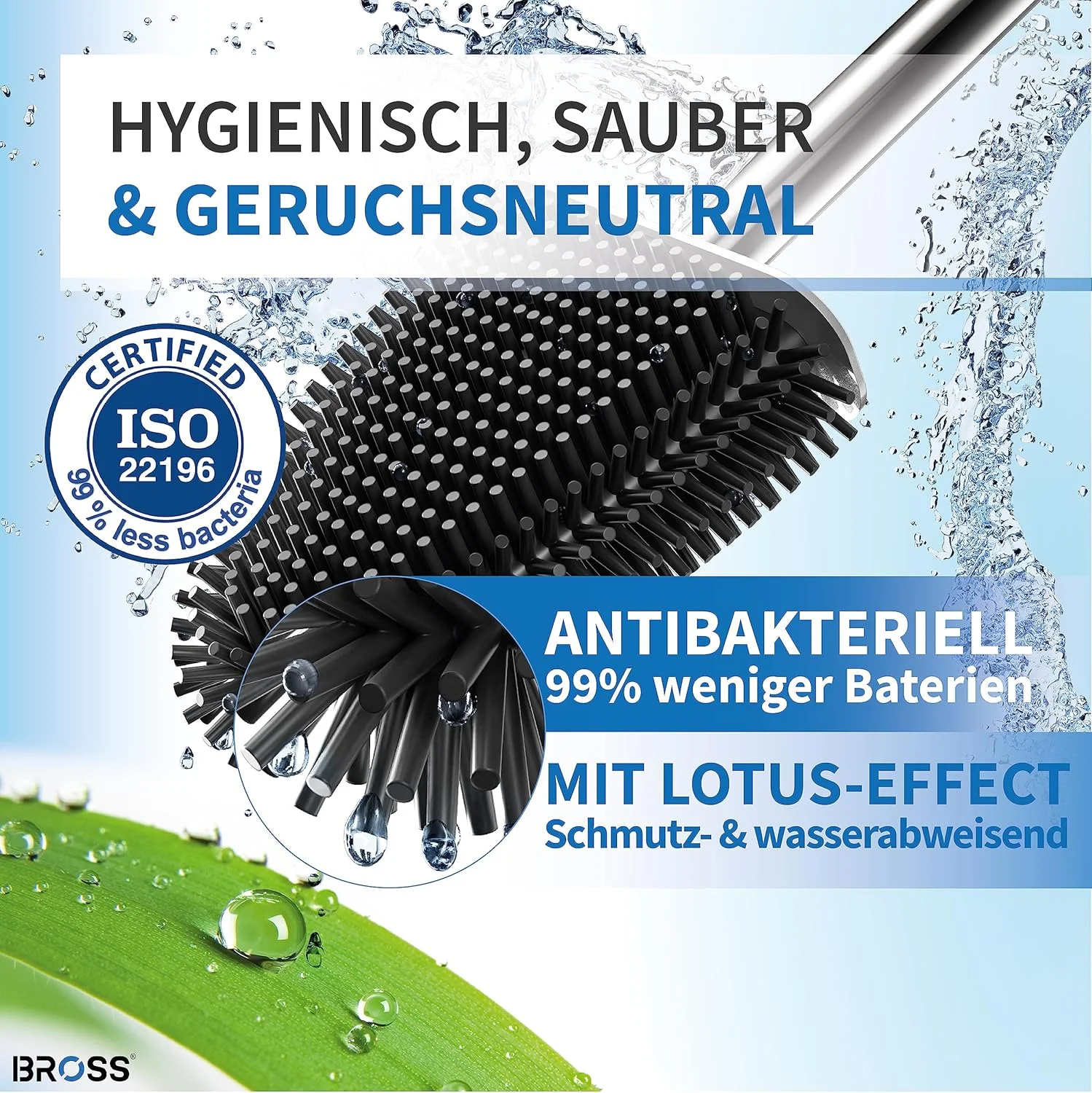 BROSS® Silikon-Klobürste – Antibakteriell & Wandmontage – Bild 6