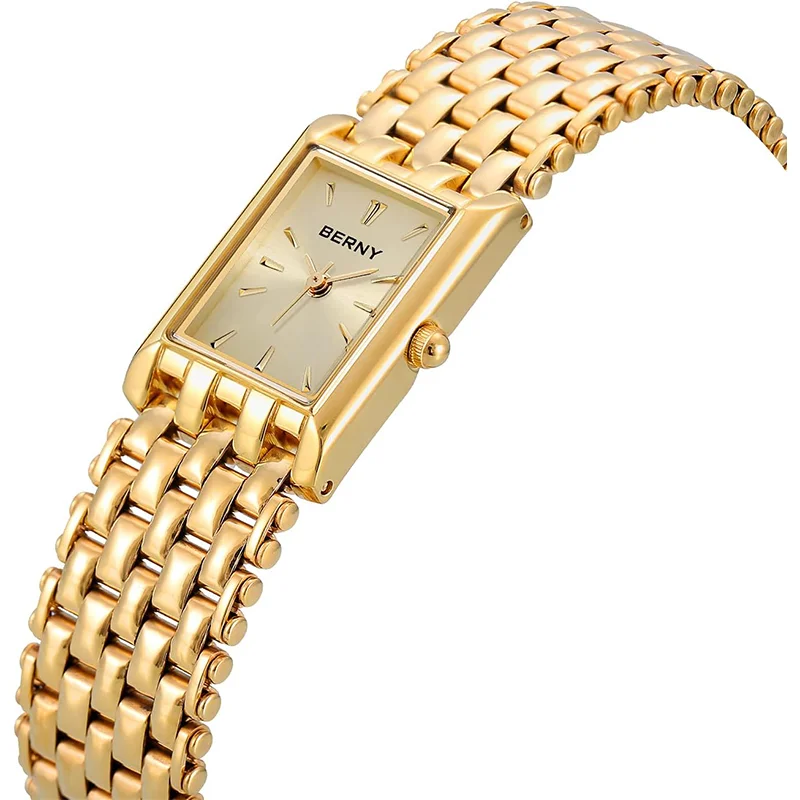 BERNY Gold Uhren für Frauen Aktualisierte Damen Quarz Armbanduhren Edelstahl Band Damen Kleine Gold Uhr Luxus Casual Mode Armband – Bild 2