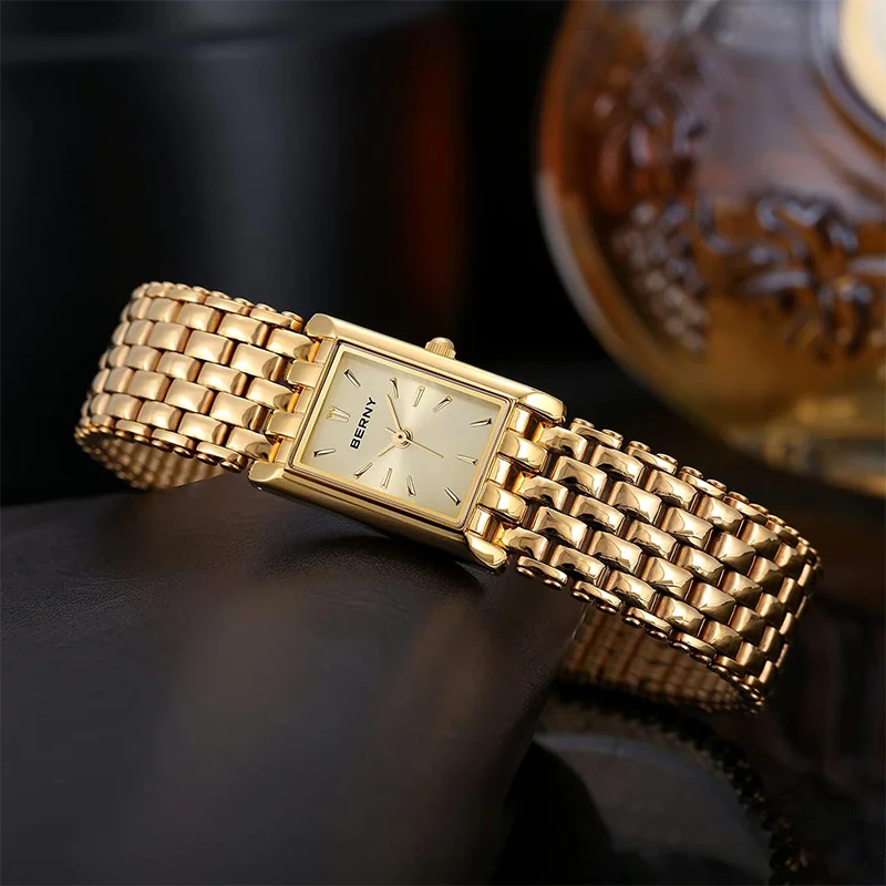 BERNY Gold Uhren für Frauen Aktualisierte Damen Quarz Armbanduhren Edelstahl Band Damen Kleine Gold Uhr Luxus Casual Mode Armband – Bild 5