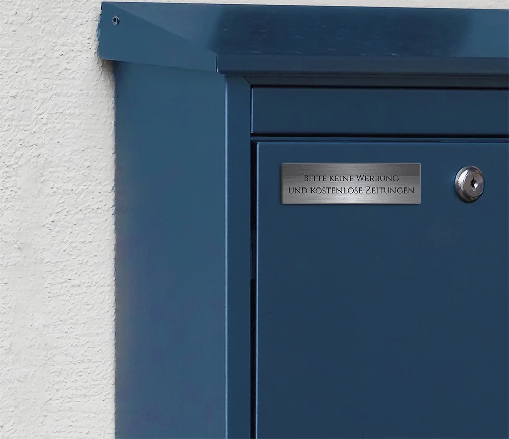 Edelstahl Türschild mit Gravur „Bitte keine Werbung“ 7×2 cm – Bild 2