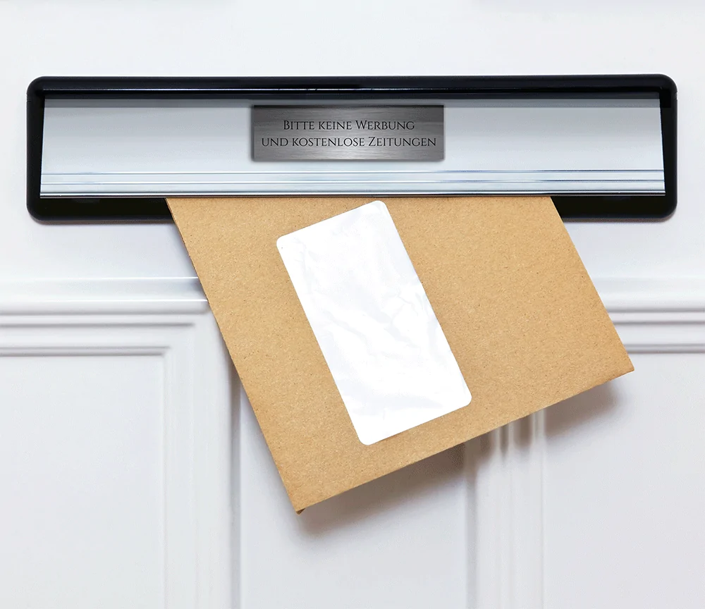 Edelstahl Türschild mit Gravur „Bitte keine Werbung“ 7×2 cm – Bild 3