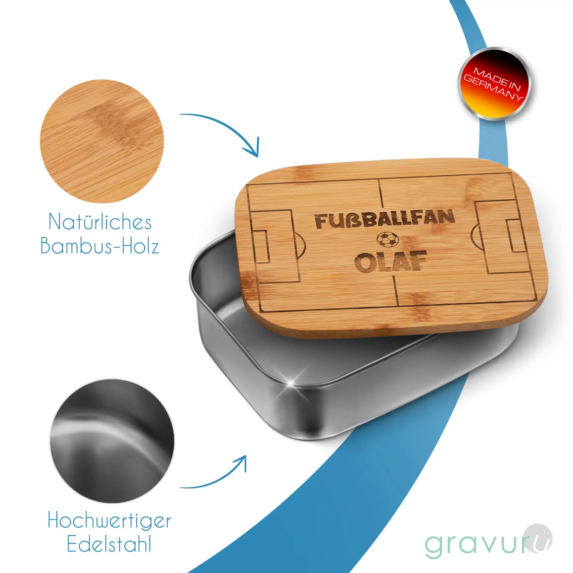 Snackbox für den Schulbeginn für Jungs mit Ritter Muster und personalisiertem Gravurtext – Bild 5