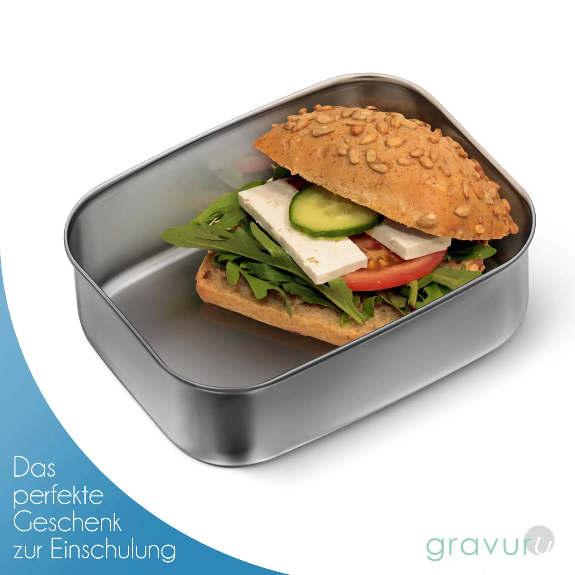 Snackbox für den Schulbeginn für Jungs mit Ritter Muster und personalisiertem Gravurtext – Bild 8