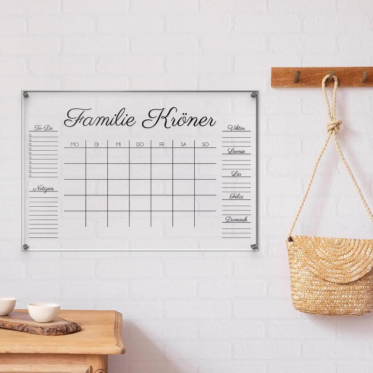 Klarer Familien Monatsplaner aus Acrylglas ab ca. 60×40 cm – Bild 2