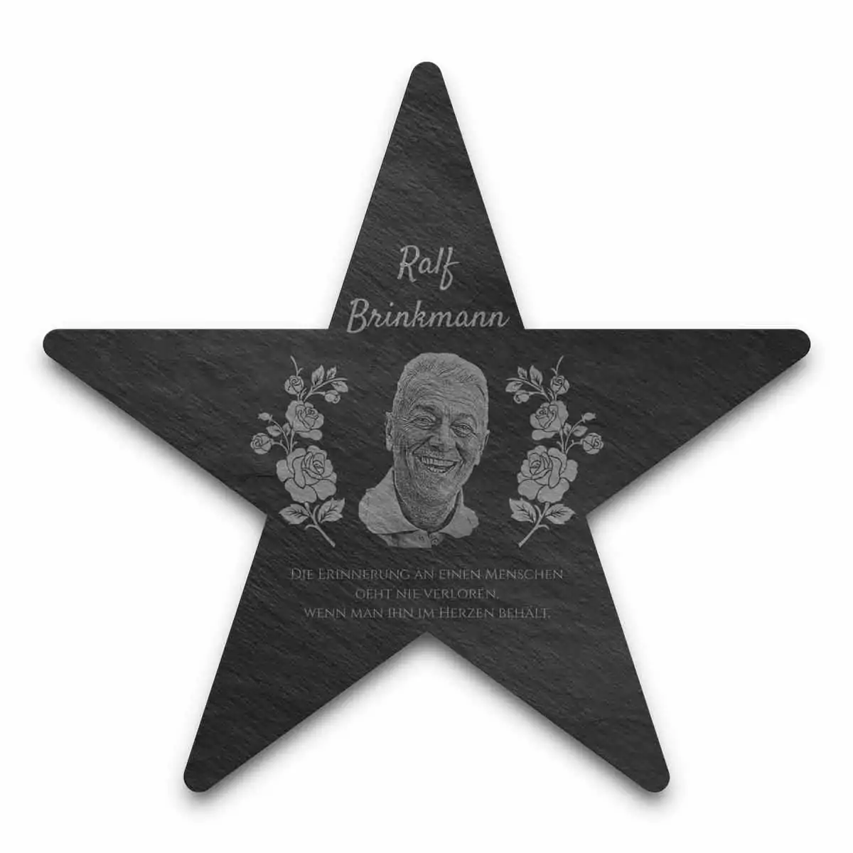 Schiefer Stern Andenken mit Foto und Wunschtext