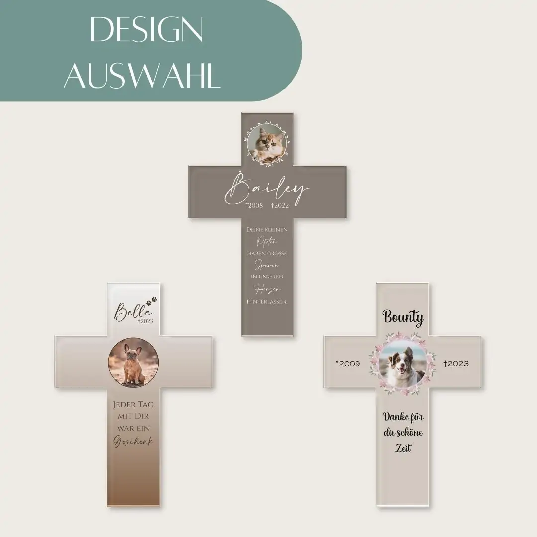 Grabkreuz für Tiere aus Acrylglas mit eigenem Foto und Kreuz Motiv – Bild 7