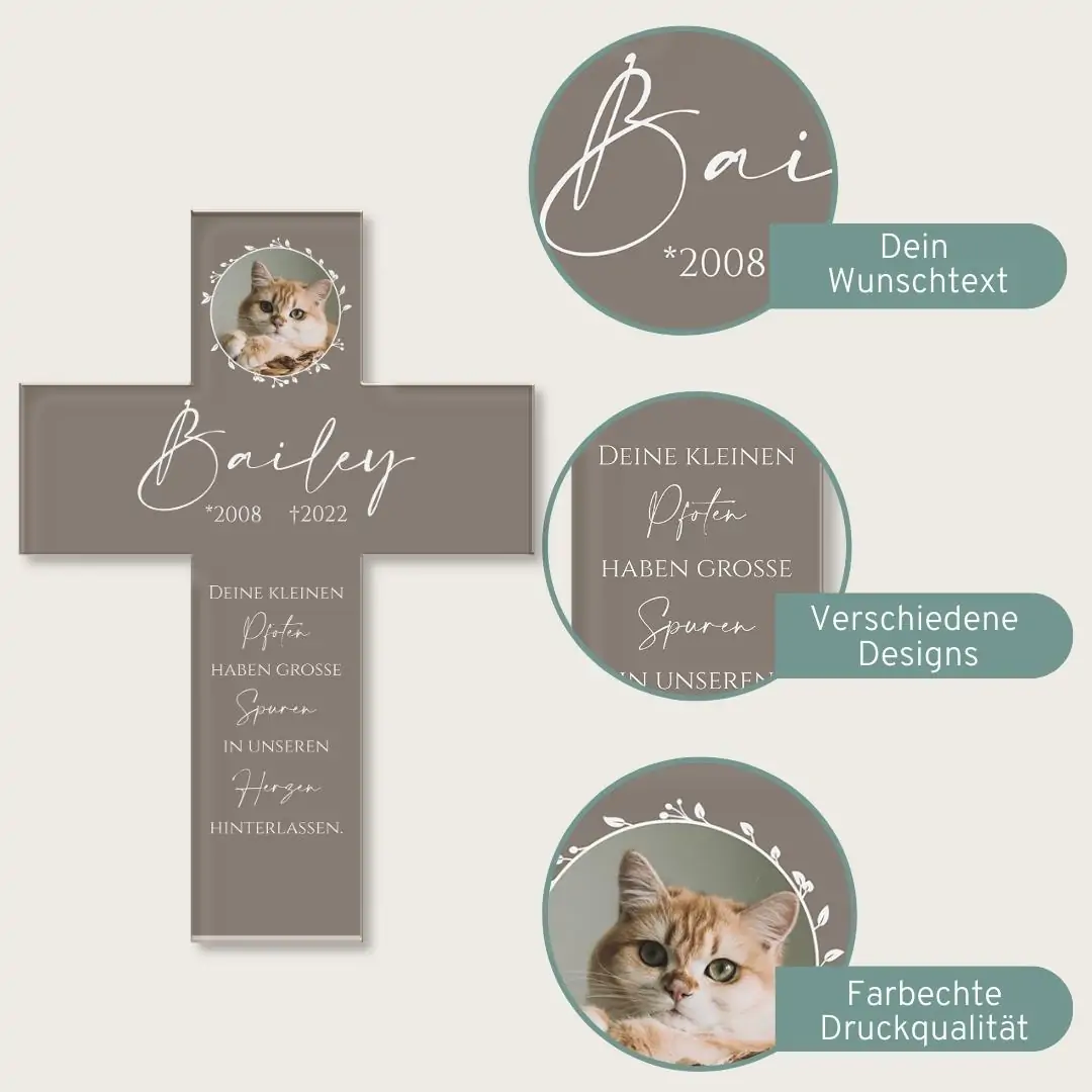 Grabkreuz für Tiere aus Acrylglas mit eigenem Foto und Kreuz Motiv – Bild 5