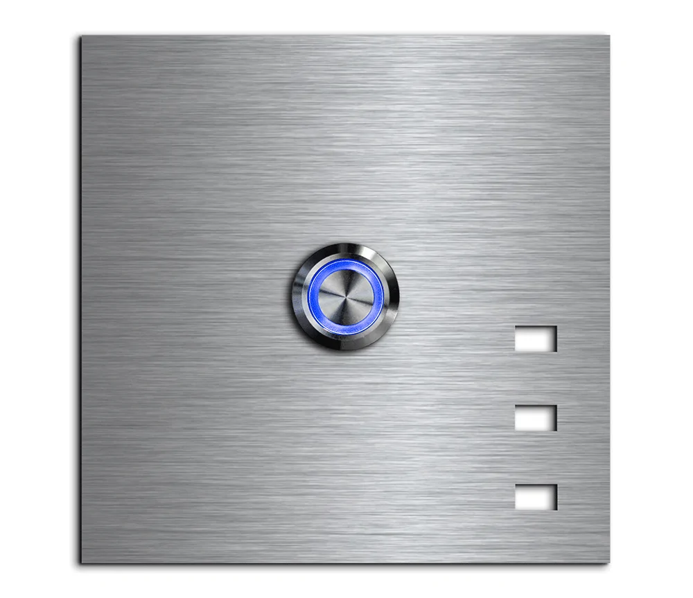 Edelstahl Klingel mit Klingelknopf LED beleuchtet 10×10 cm