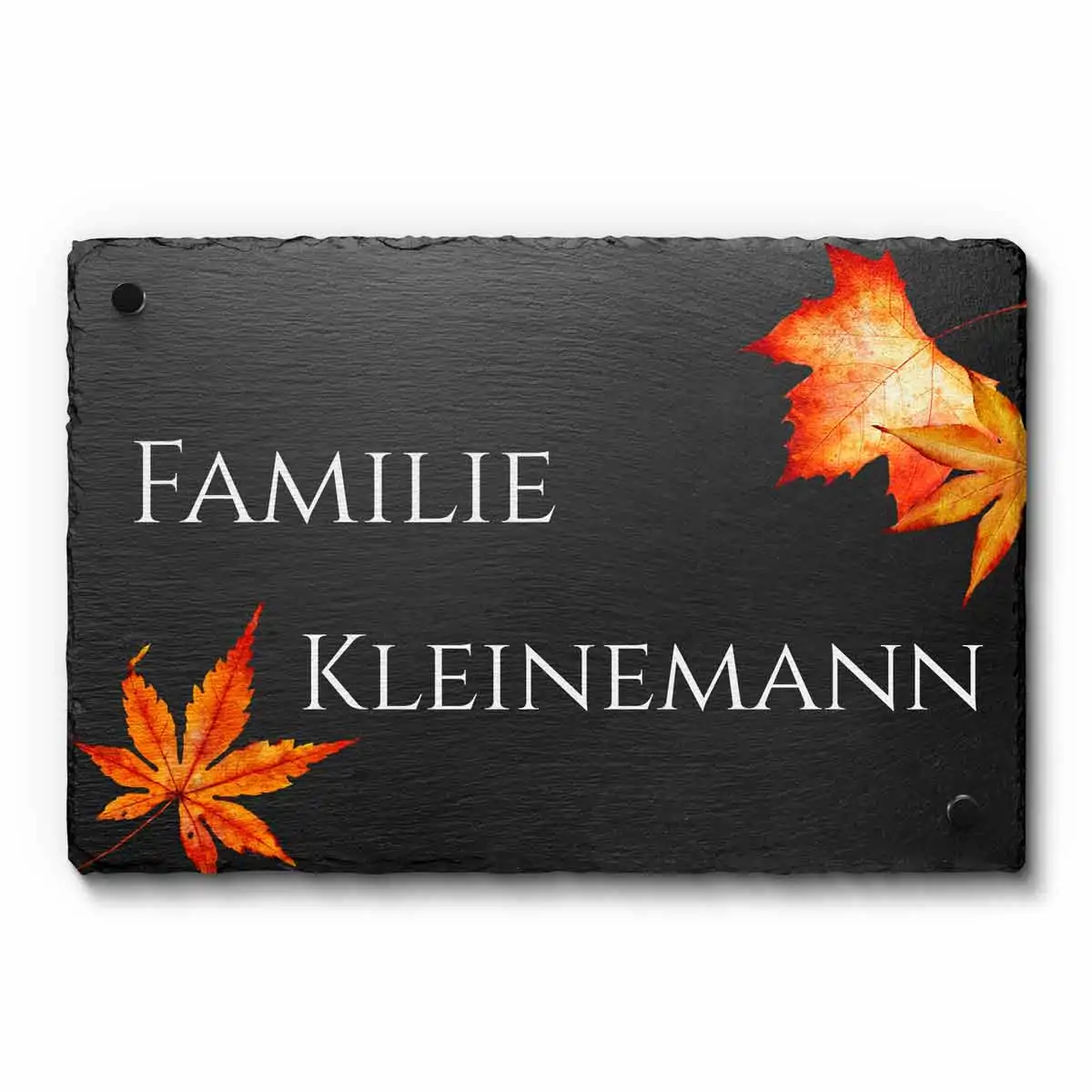 Schiefer Tafel mit Namen bunt bedruckt