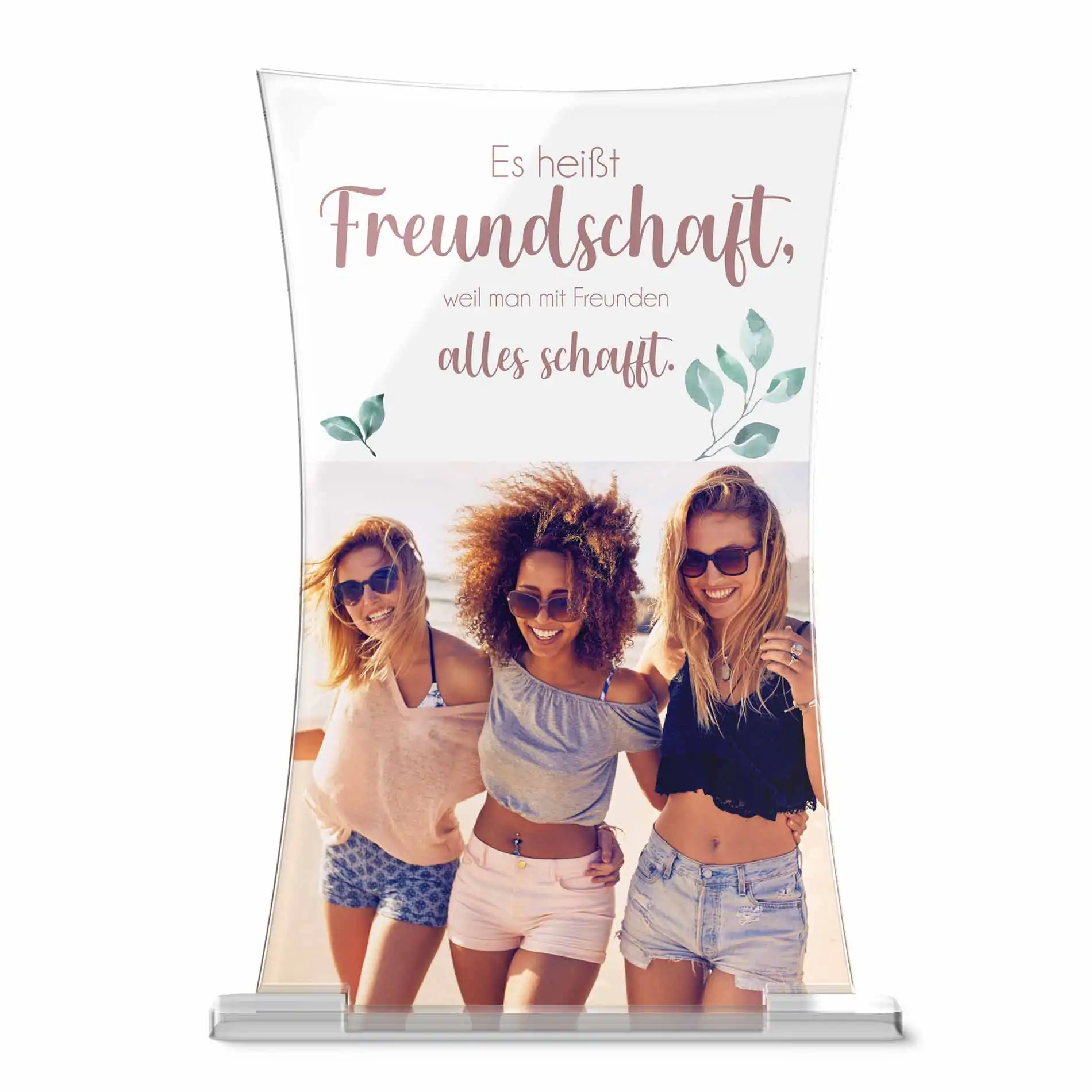 Foto aus Acrylglas bedruckt mit Wunschtext zum aufstellen