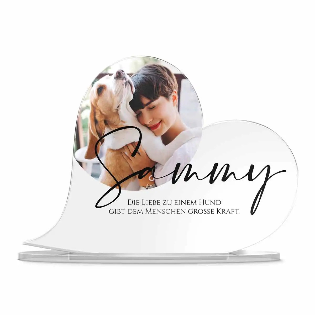 Tolle Erinnerung – Standherz aus Acrylglas mit individuellen Foto-Druck