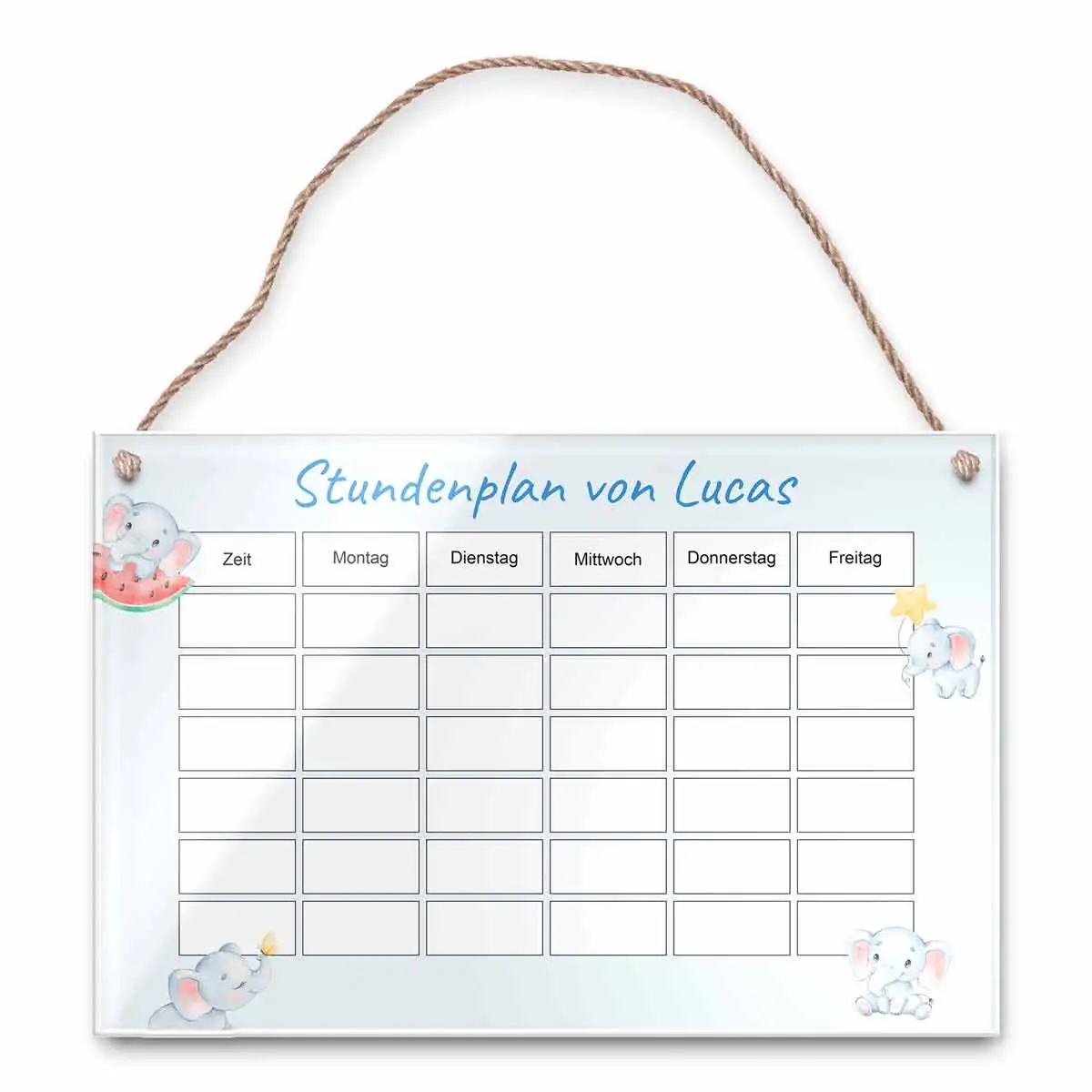 Bunter Stundenplan für Kinder in 30×20 cm