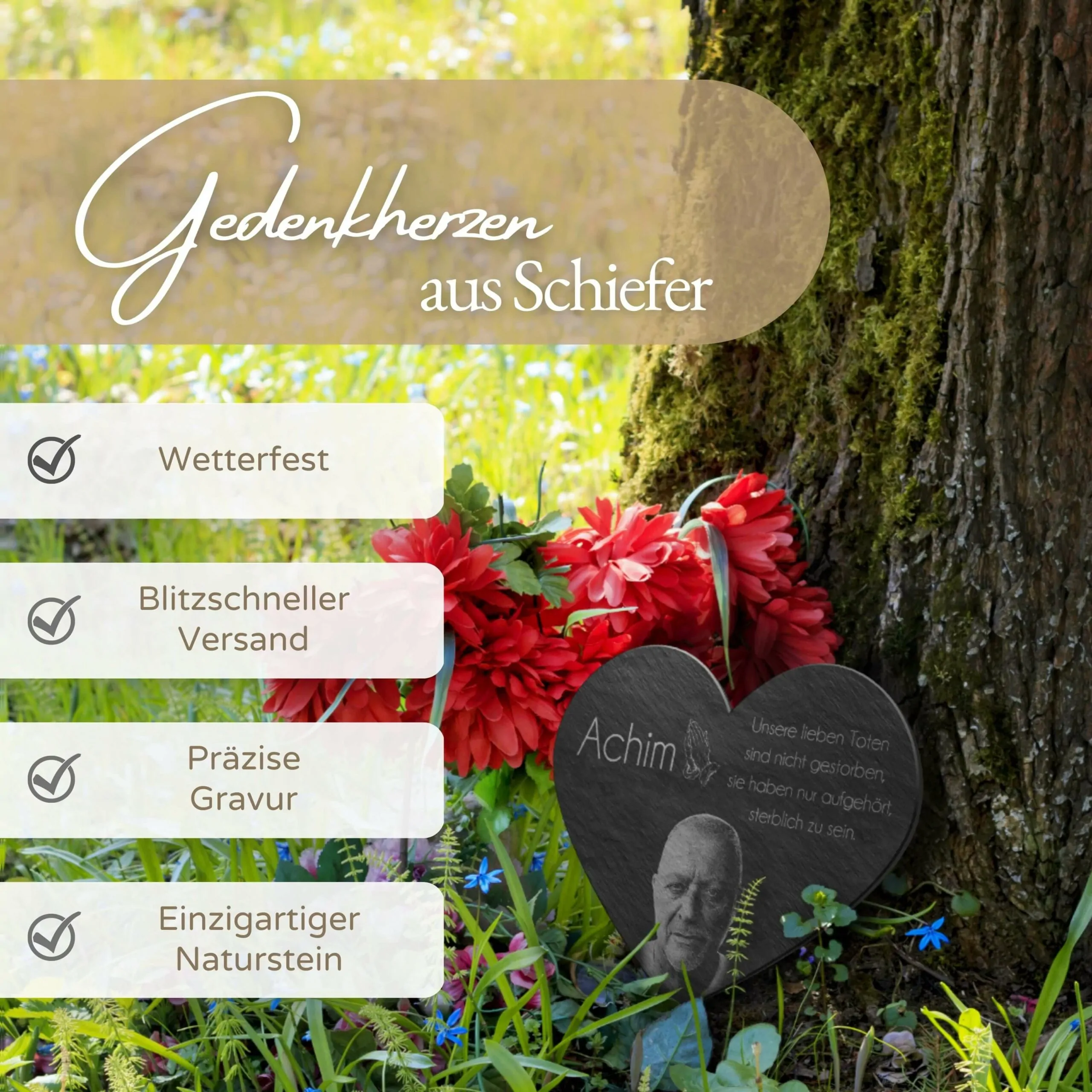 Premium Schiefer in Herzform mit Fotogravur und Widmung – Bild 2