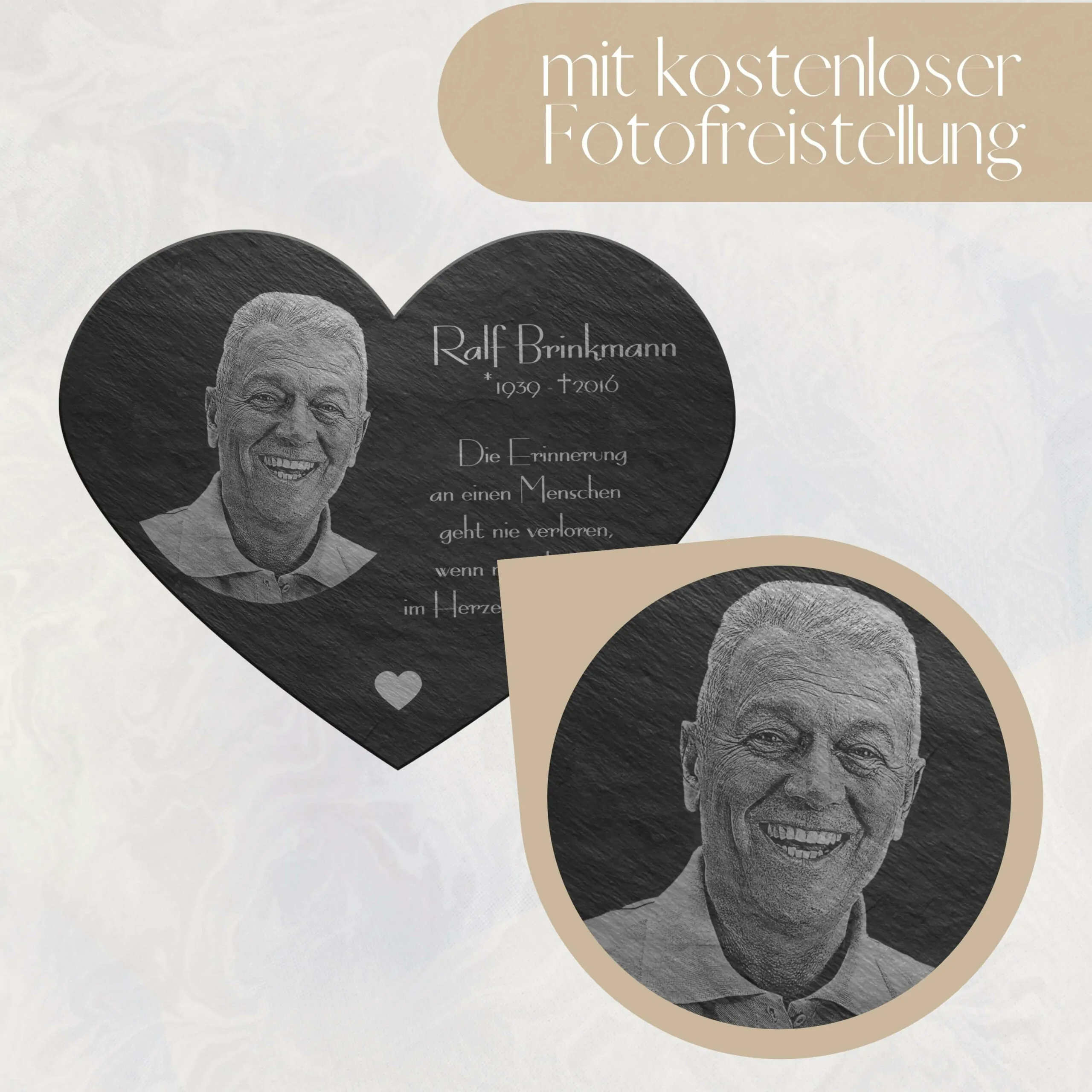 Premium Schiefer in Herzform mit Fotogravur und Widmung – Bild 4