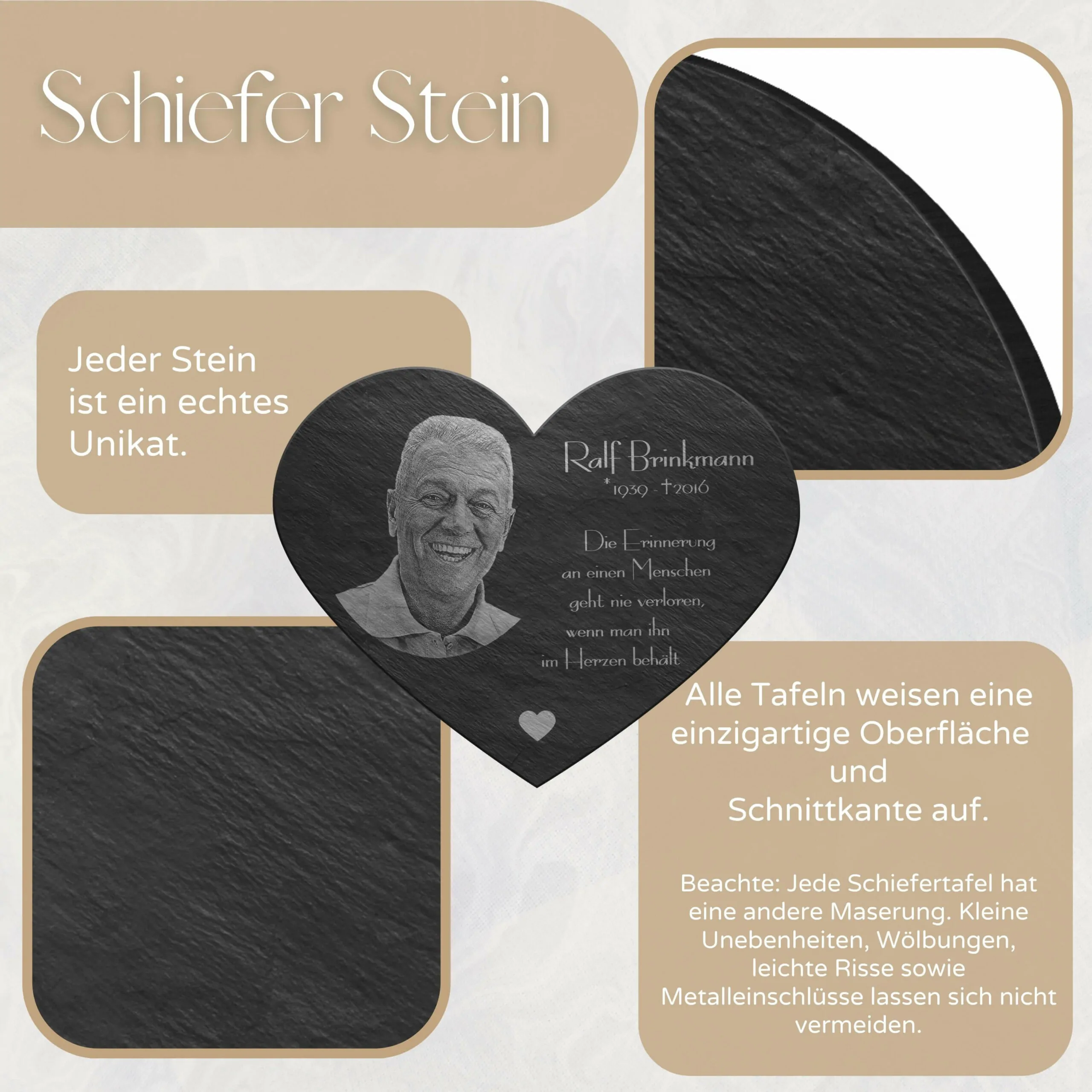 Premium Schiefer in Herzform mit Fotogravur und Widmung – Bild 5
