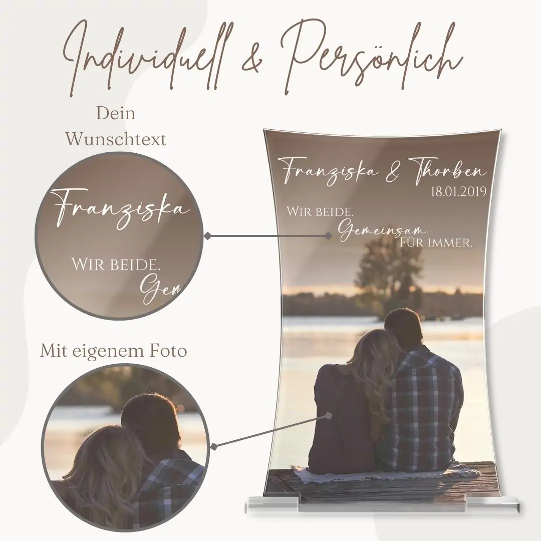 Foto aus Acrylglas bedruckt mit Wunschtext zum aufstellen – Bild 2