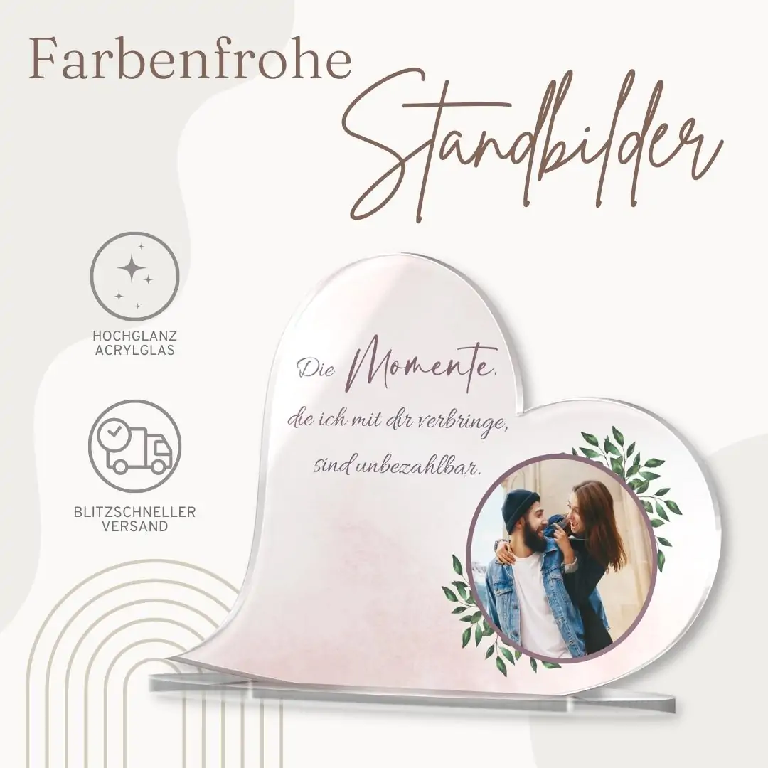 Tolle Erinnerung – Standherz aus Acrylglas mit individuellen Foto-Druck – Bild 2