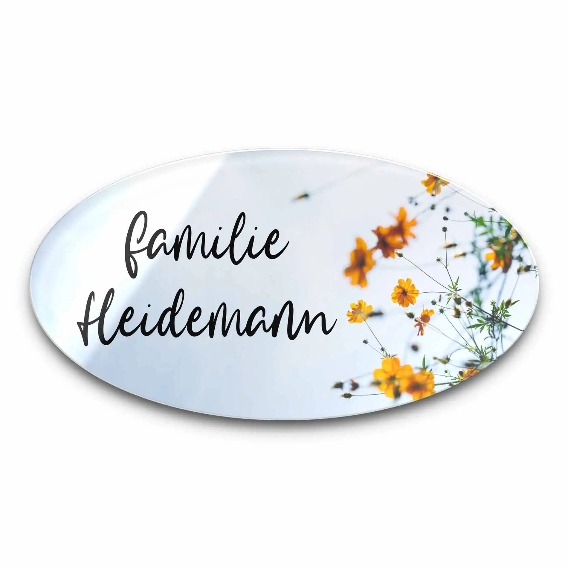 Ovales Schild aus Acrylglas mit eigener Gestaltung