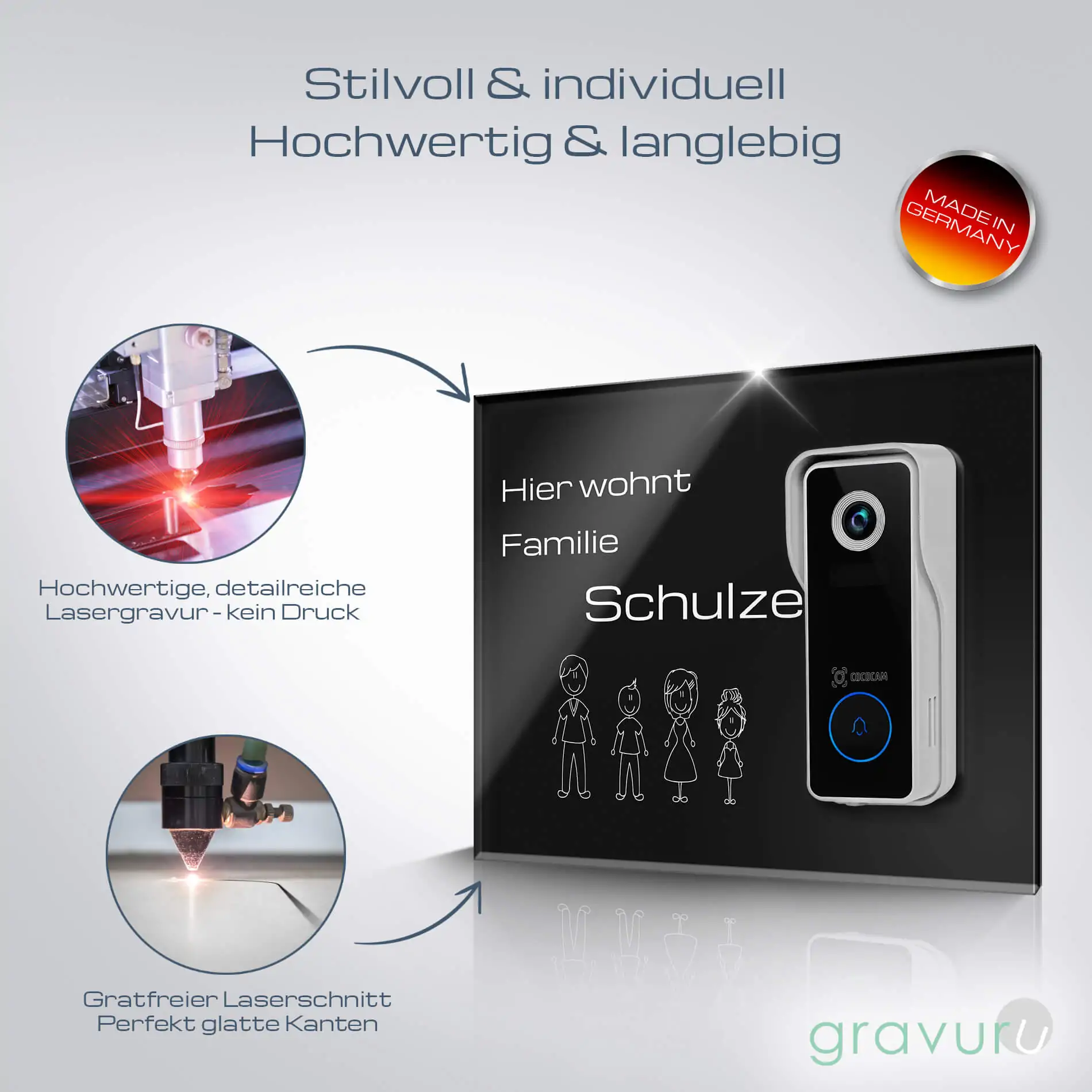 Modernes Funkklingel Schild für die Videoklingel Cococam – Bild 3